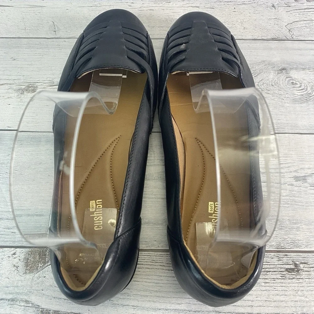 Clarks Gracelin Gemma Shoes Womens 9.5 Wide Black Leather Comfort Classic Flats